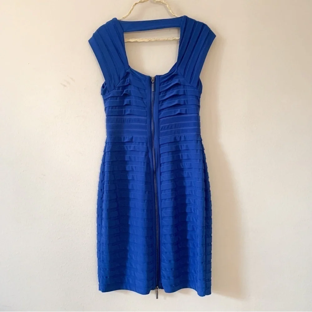 Adrianna Papell Blue Shutter Pleated Sheath Dress - Picture 8 of 8